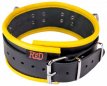 Leather Collar - 3 D Rings - Black/Yellow 30074M4M Leather Collar - 3 D Rings - Black/Yellow