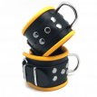 Leather Handcuffs - Black/Yellow 29360M4M Leather Handcuffs - Black/Yellow