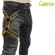 Leather Leg Harness Black-Yellow